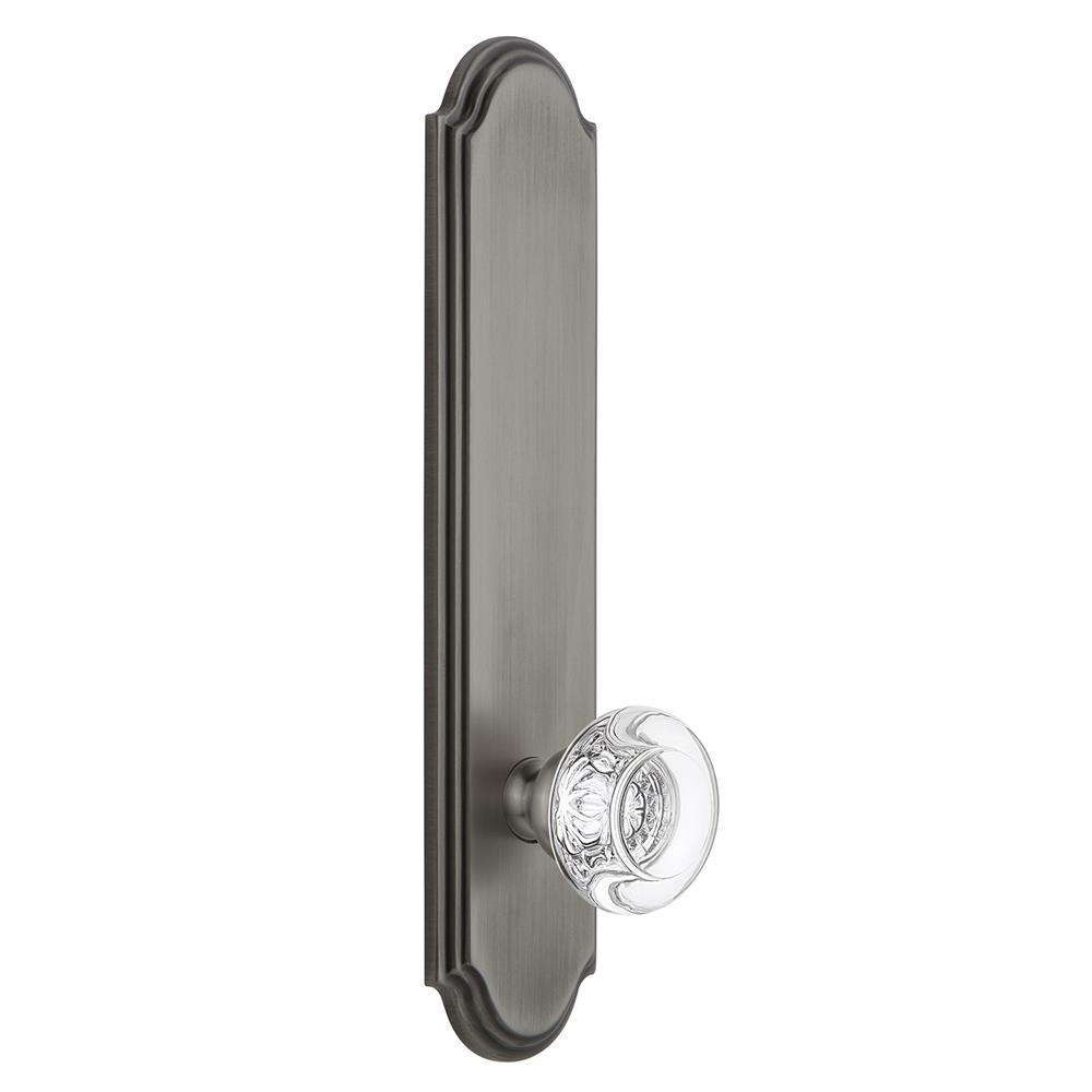 Grandeur by Nostalgic Warehouse ARCBOR Arc Tall Plate Privacy with Bordeaux Knob in Antique Pewter